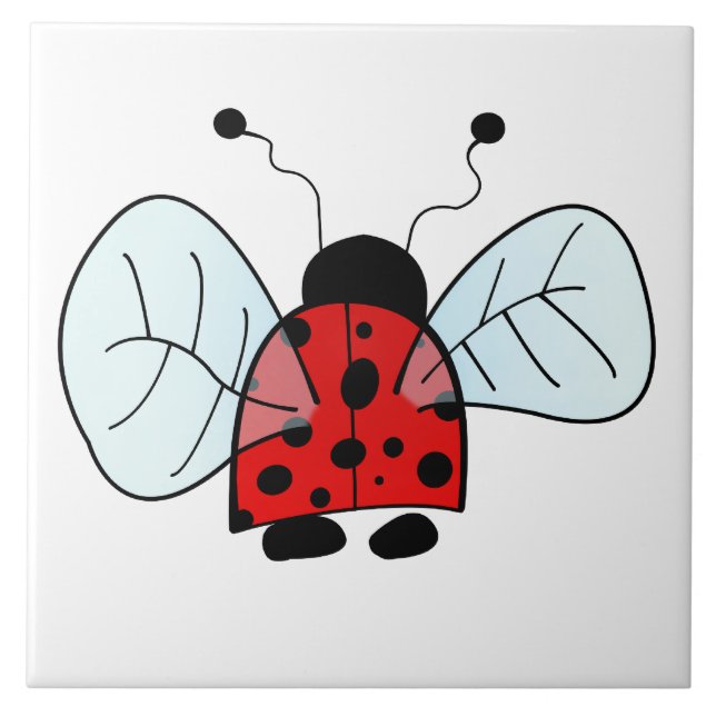 Cute Ladybug Illustration Tile (Front)