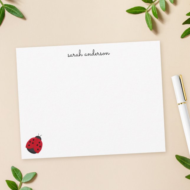 Cute Ladybug Kids Personalised Stationery Card (Creator Uploaded)