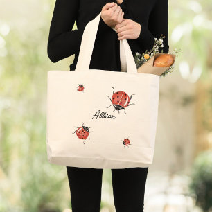 Cute Ladybug  Large Tote Bag
