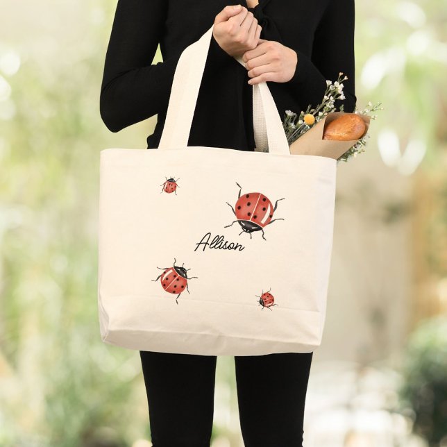 Cute Ladybug  Large Tote Bag (Creator Uploaded)