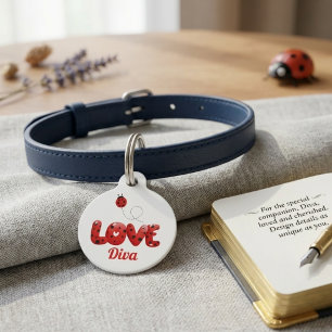 Cute Ladybug "LOVE" Personalised Dog & Cat ID Tag
