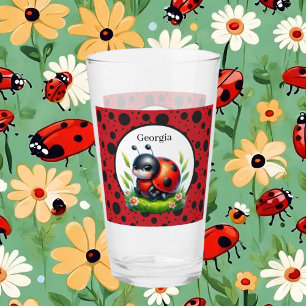 Cute ladybug lovers add name  glass