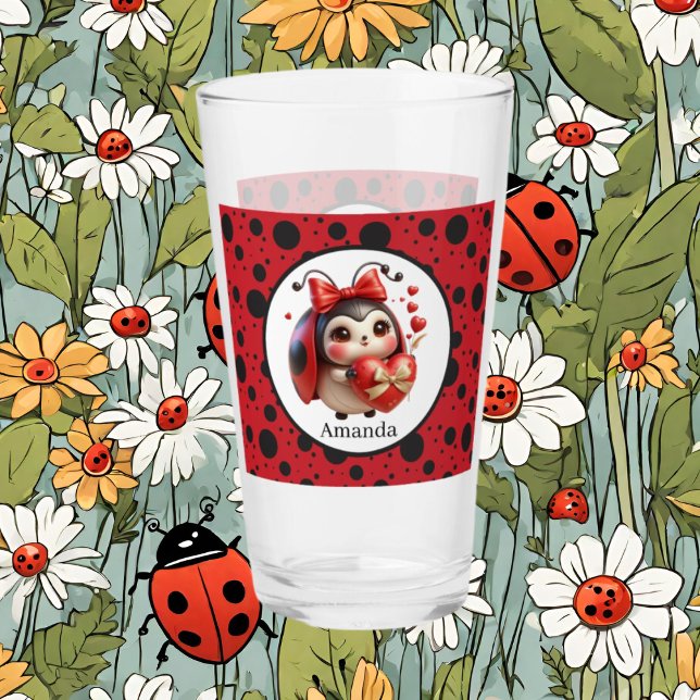 Cute ladybug lovers add name glass (Creator Uploaded)