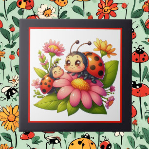 Cute ladybug lovers crafting tile