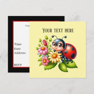 Cute ladybug lovers insect invitation