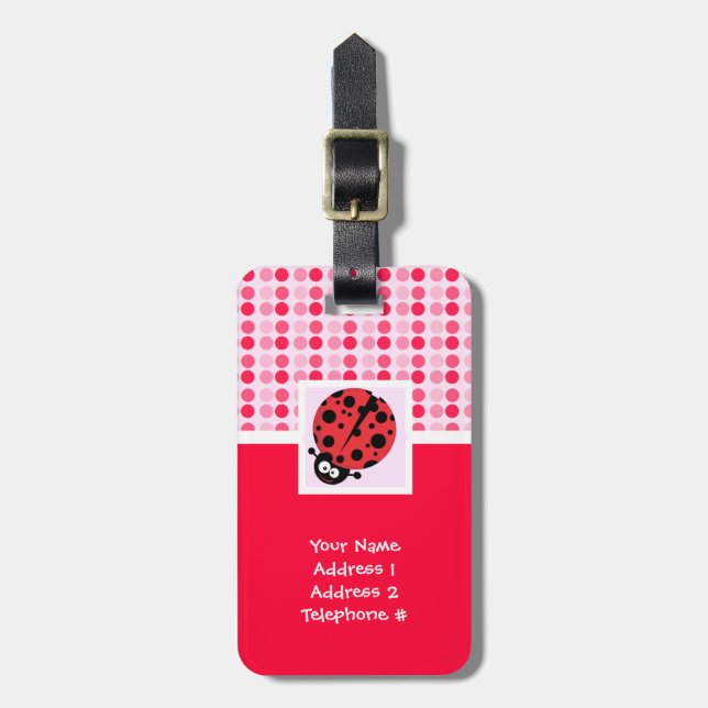 Cute Ladybug Luggage Tag (Front Vertical)