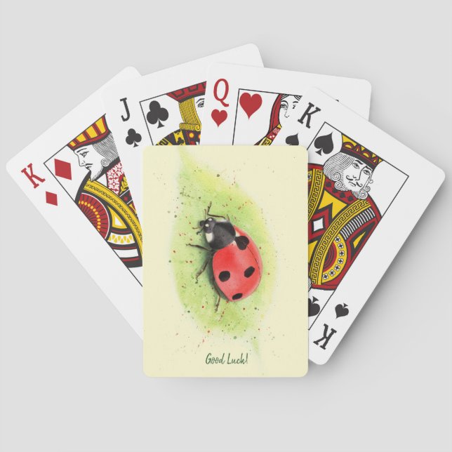 Cute Ladybug on a leaf Photo Block Playing Cards (Back)