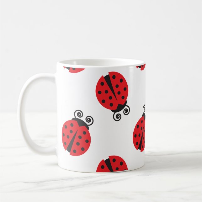 Cute Ladybug Pattern Coffee Mug (Left)
