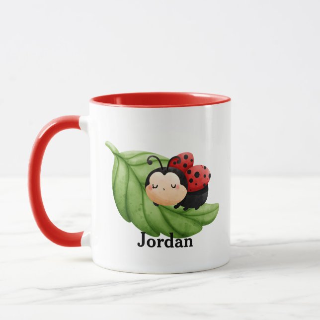 Cute LadyBug Pattern Custom Kids Mug (Left)