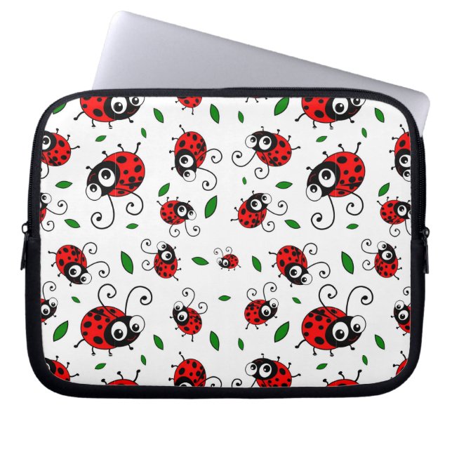 Cute ladybug pattern laptop sleeve (Front)