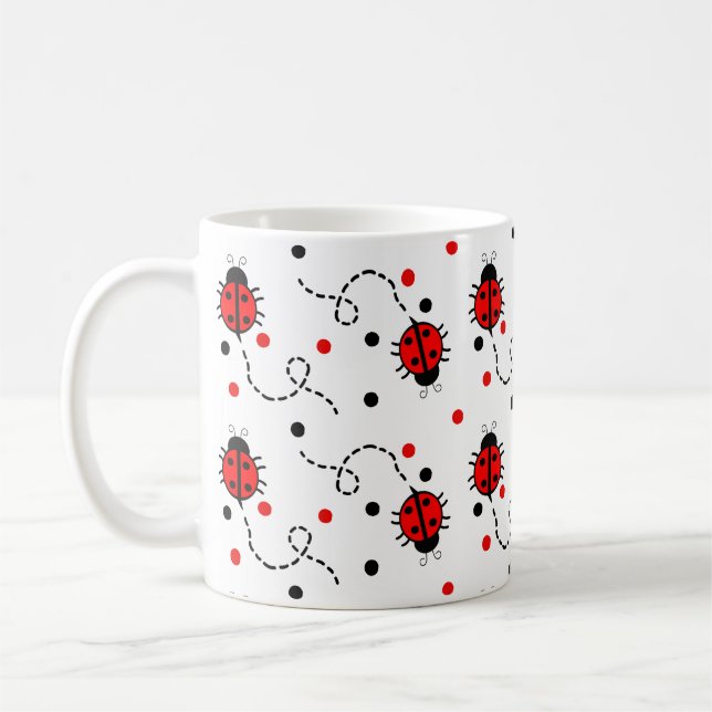 Cute Ladybug Pattern Lovely Insect Nursery  Coffee Mug (Left)