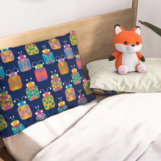 Cute Ladybug Pattern on Blue Pillowcase (Creator Uploaded)