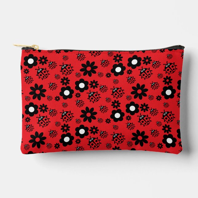 Cute ladybug Patterned Accessory Pouch (Front)