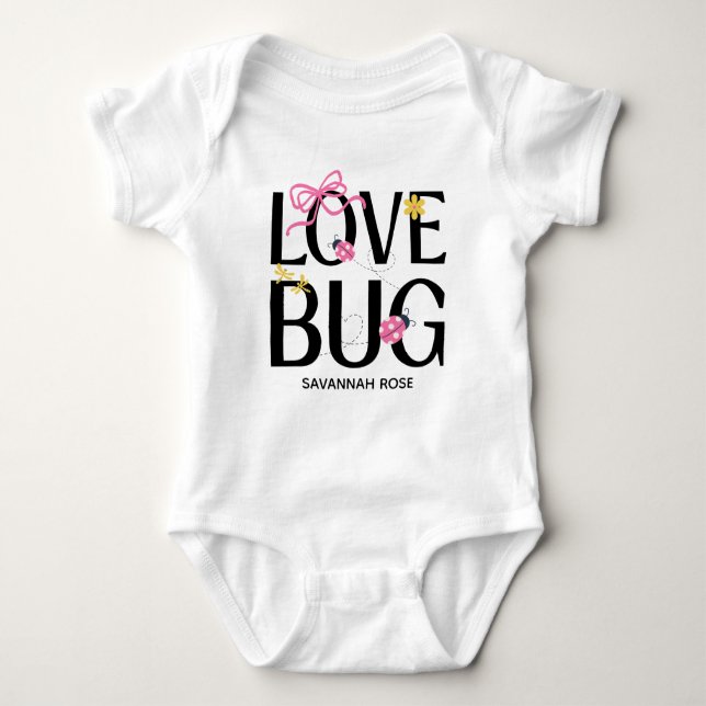 Cute Ladybug Pink Girl Baby Shower Bodysuit (Front)