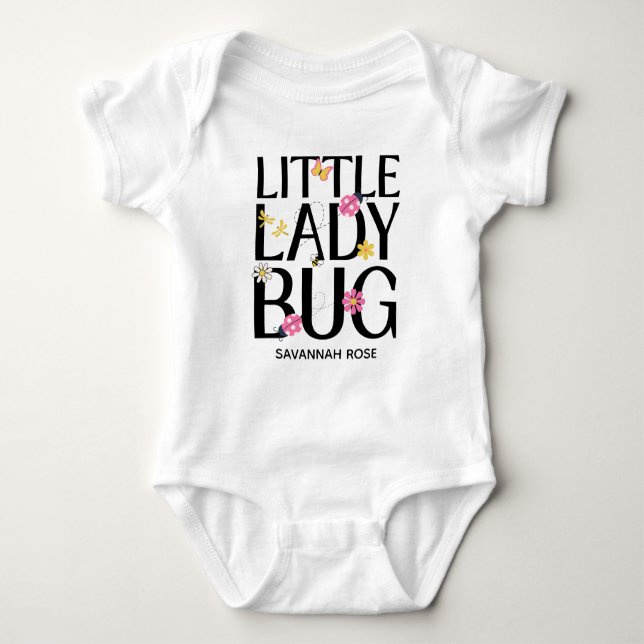 Cute Ladybug Pink Girl Baby Shower Bodysuit (Front)
