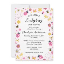 Cute Ladybug Pink Girl Baby Shower