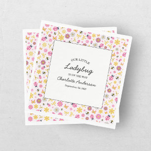 Cute Ladybug Pink Girl Baby Shower Napkin