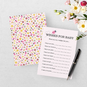 Cute Ladybug Pink Girl Baby Shower Wishes For Baby Enclosure Card