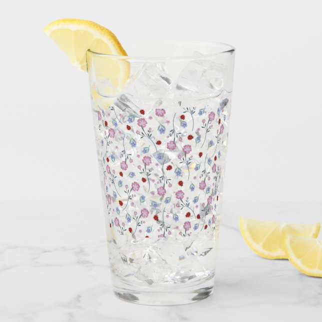 Cute Ladybug Polka dot Daisy Flower Rustic Pattern Glass (Front Ice)