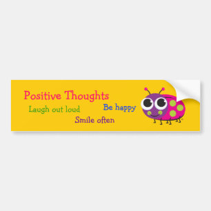 Cute Ladybug "Positive Thoughts" Bumper Sticker