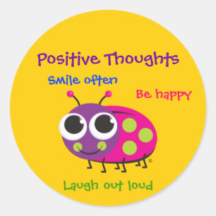 Cute Ladybug "Positive Thoughts" Classic Round Sticker