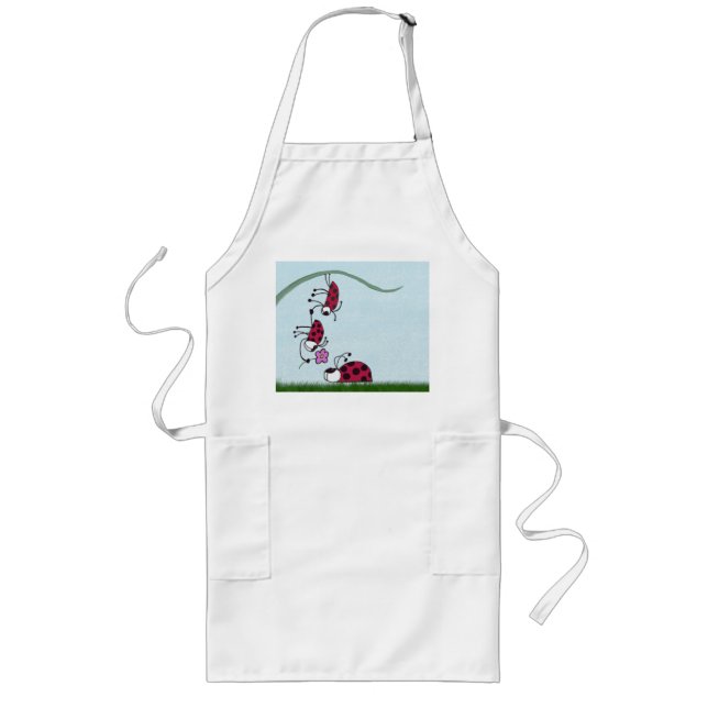 Cute Ladybug Professing His Love Painting Long Apron (Front)