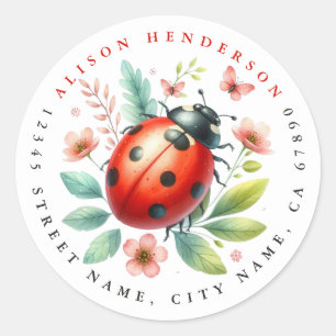 Cute Ladybug Round Stickers