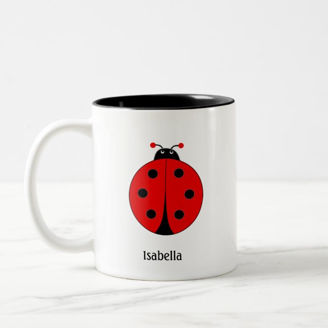 Cute Ladybug Two-Tone Coffee Mug (Left)