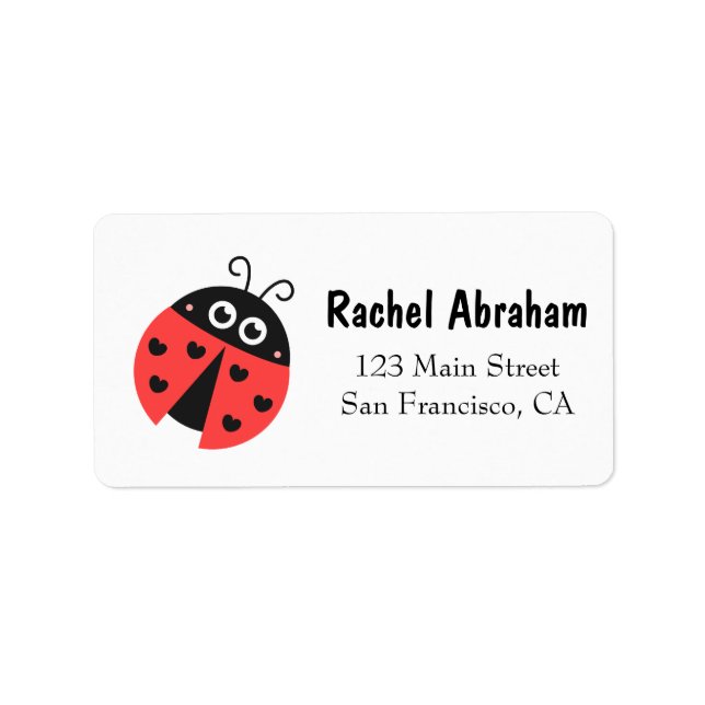 Cute Ladybug with hearts as spots Label (Front)