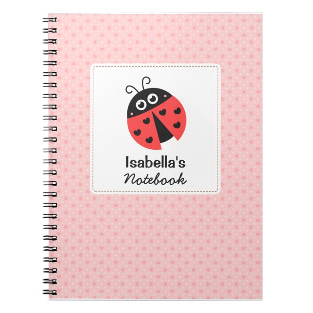Cute Ladybug with Hearts for Girls Notebook (Front)