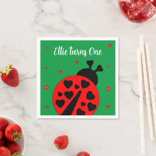 Cute Ladybug with hearts Napkin
