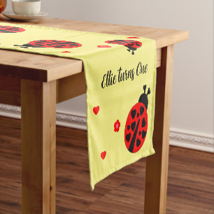 Cute Ladybug with hearts Short Table Runner