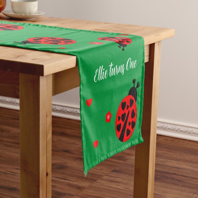 Cute Ladybug with hearts Short Table Runner (In Situ)
