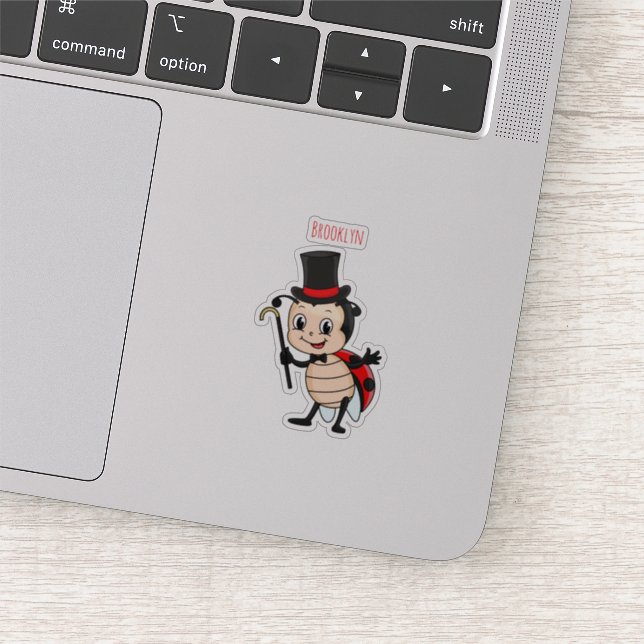 Cute ladybug with top hat and tie cartoon (Detail)