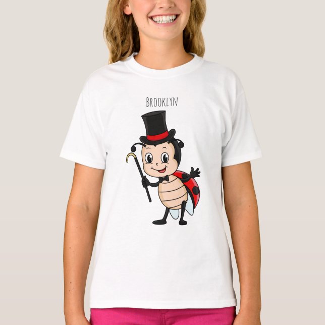 Cute ladybug with top hat and tie cartoon (Front)