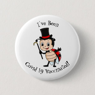 Cute ladybug with top hat and tie cartoon 6 cm round badge