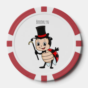 Cute ladybug with top hat and tie cartoon poker chips