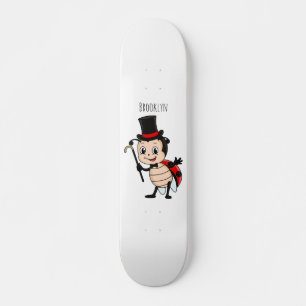 Cute ladybug with top hat and tie cartoon skateboard