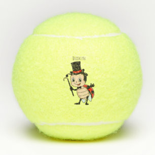 Cute ladybug with top hat and tie cartoon tennis balls