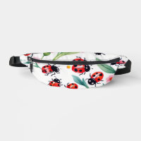 Cute ladybugs and flowers pattern white