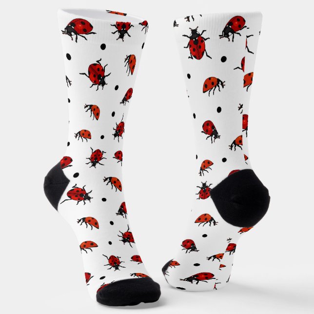 Cute Ladybugs and Polka Dots Ladybird Socks (Angled)