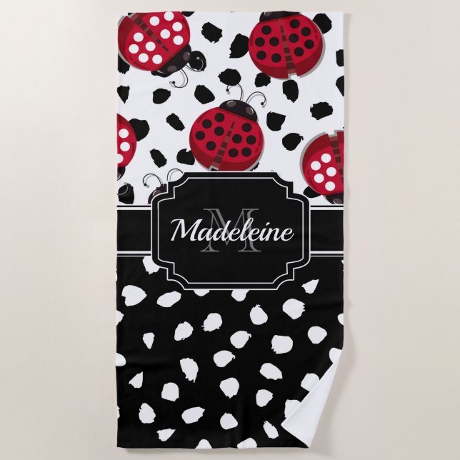 Cute Ladybugs Beach Towel (Front)