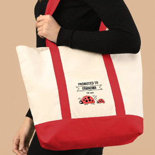 Cute ladybugs promoted to grandma red tote bag
