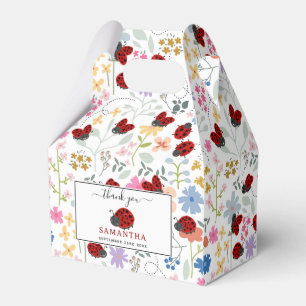 Cute Ladybugs Wildflowers Whimsical Floral Favour Box