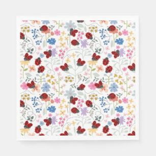 Cute Ladybugs Wildflowers Whimsical Floral Napkin