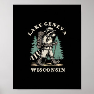 Cute Lake Geneva Wisconsin Hiking Trail Adventure Poster