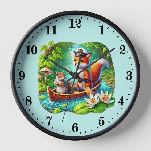 Cute Lakehouse mixed animal Clock (Front)