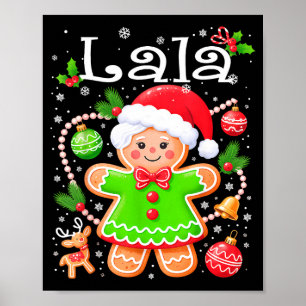 Cute Lala Gingerbread Family Matching Christmas Poster