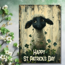 Cute Lamb and Shamrocks St Patrick's Day