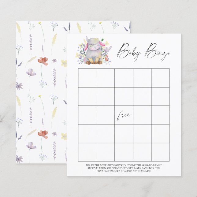 Cute Lamb - Baby Bingo game (Front/Back)